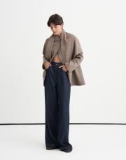 ekose yün blazer vizon
