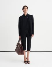 asimetrik kesim krep blazer siyah