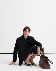 asimetrik kesim krep blazer siyah 4