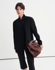 asimetrik kesim krep blazer siyah 5
