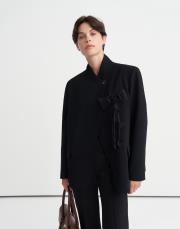 asimetrik kesim krep blazer siyah 6