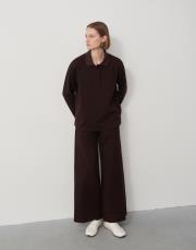 polo yaka pike sweatshirt kahverengi