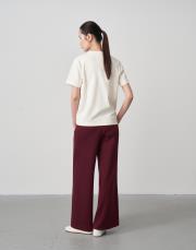 düz paça pike pantolon bordo 3