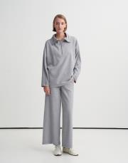 yüksek yaka interlok sweatshirt gri