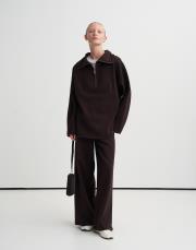 yüksek yaka interlok sweatshirt kahverengi