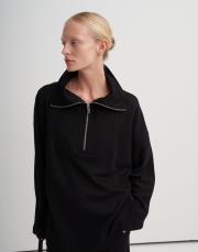 yüksek yaka interlok sweatshirt siyah 3