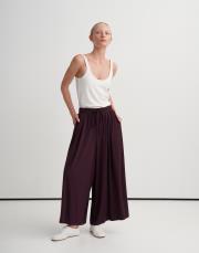 bol kesim rayon pantolon koyu mürdüm
