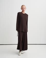 çift kat bağlamalı rayon bluz kahverengi