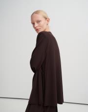 çift kat bağlamalı rayon bluz kahverengi 4
