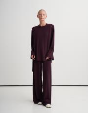 çift kat bağlamalı rayon bluz koyu mürdüm