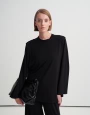 çift kat bağlamalı rayon bluz siyah