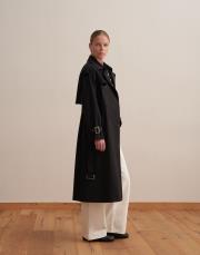 klasik koton trençkot siyah 4