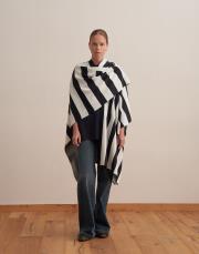 çizgili triko panço lacivert 2