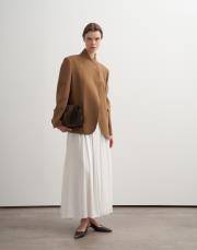 büzgü detaylı etek ekru 2