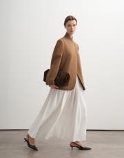 büzgü detaylı etek ekru 3