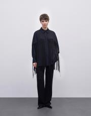 saçak detaylı gömlek siyah 5