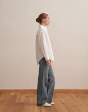 oversize koton gömlek ekru 2