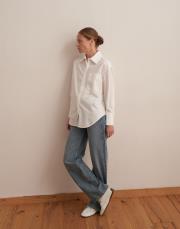 oversize koton gömlek ekru 4